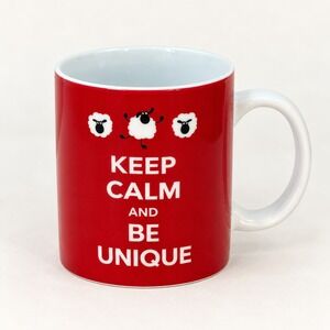 Soho Loft Keep Calm Be Unique Sheep Mug Red Ceramic Coffee Cup Kidcore Kitsch